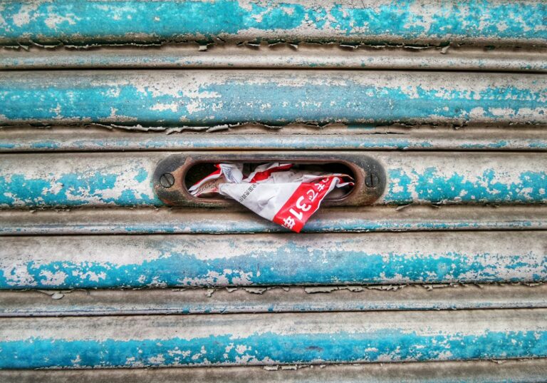 blue metal door shutter